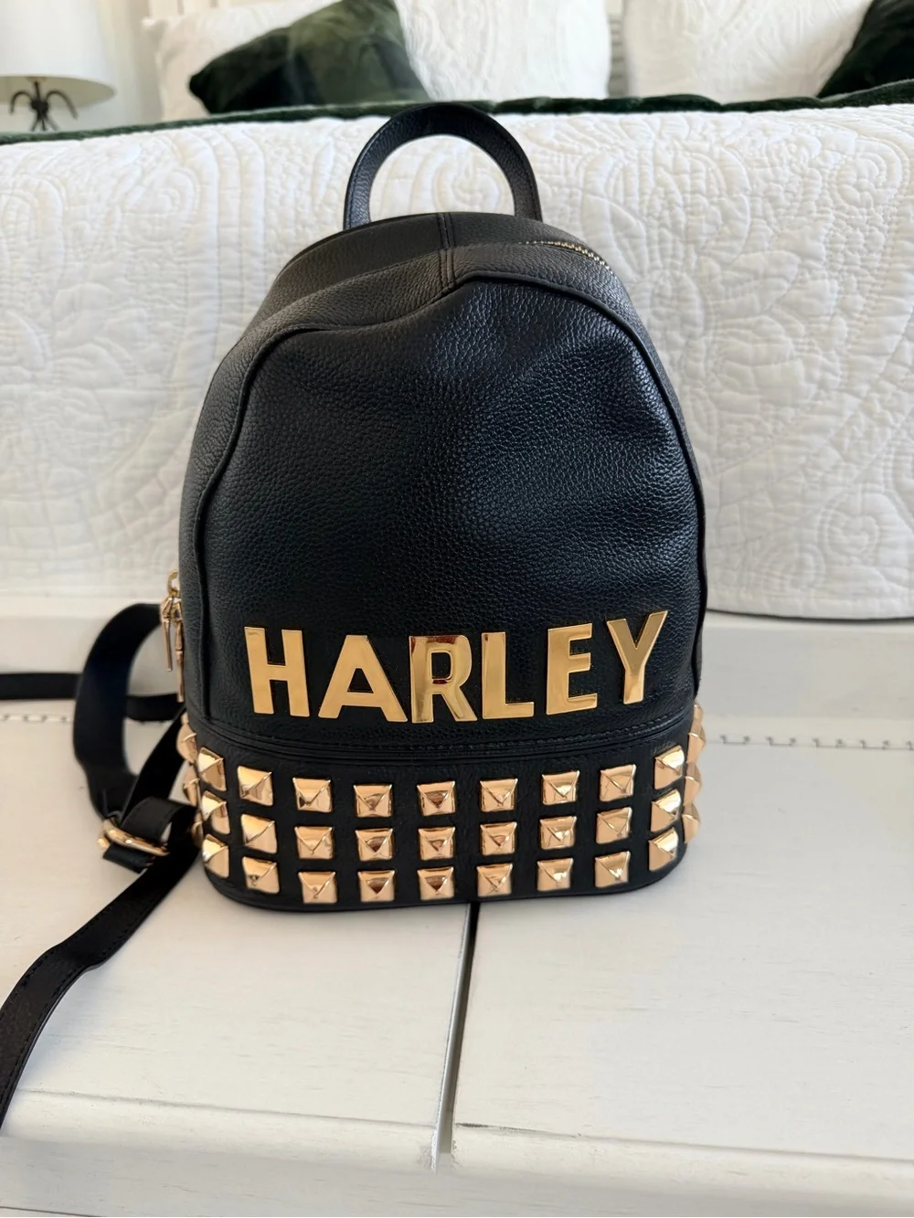 Harley Davidson Black Mini Backpack with Gold Stud Accents (RARE)